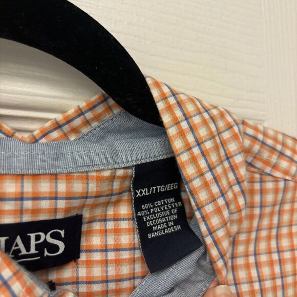 Chaps Men's Big & Tall Size XXL Orange Blue Short Sleeve Button Up Shirt-Q - Picture 6 of 7